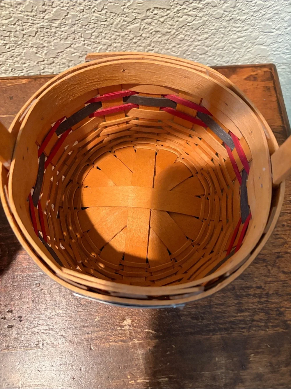 Longaberger Basket with Red & Blue Fabric Liner
